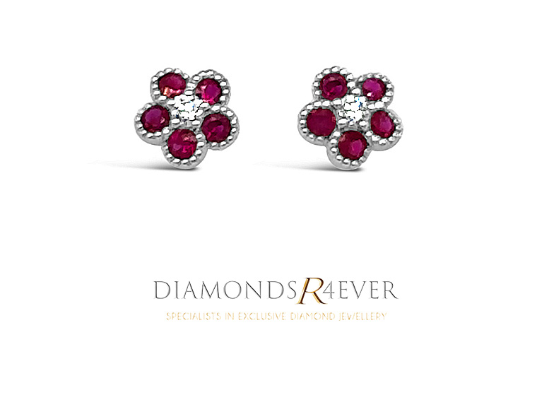 9ct White Gold Ruby And Diamond Earrings from Colin Campbell & Co Online